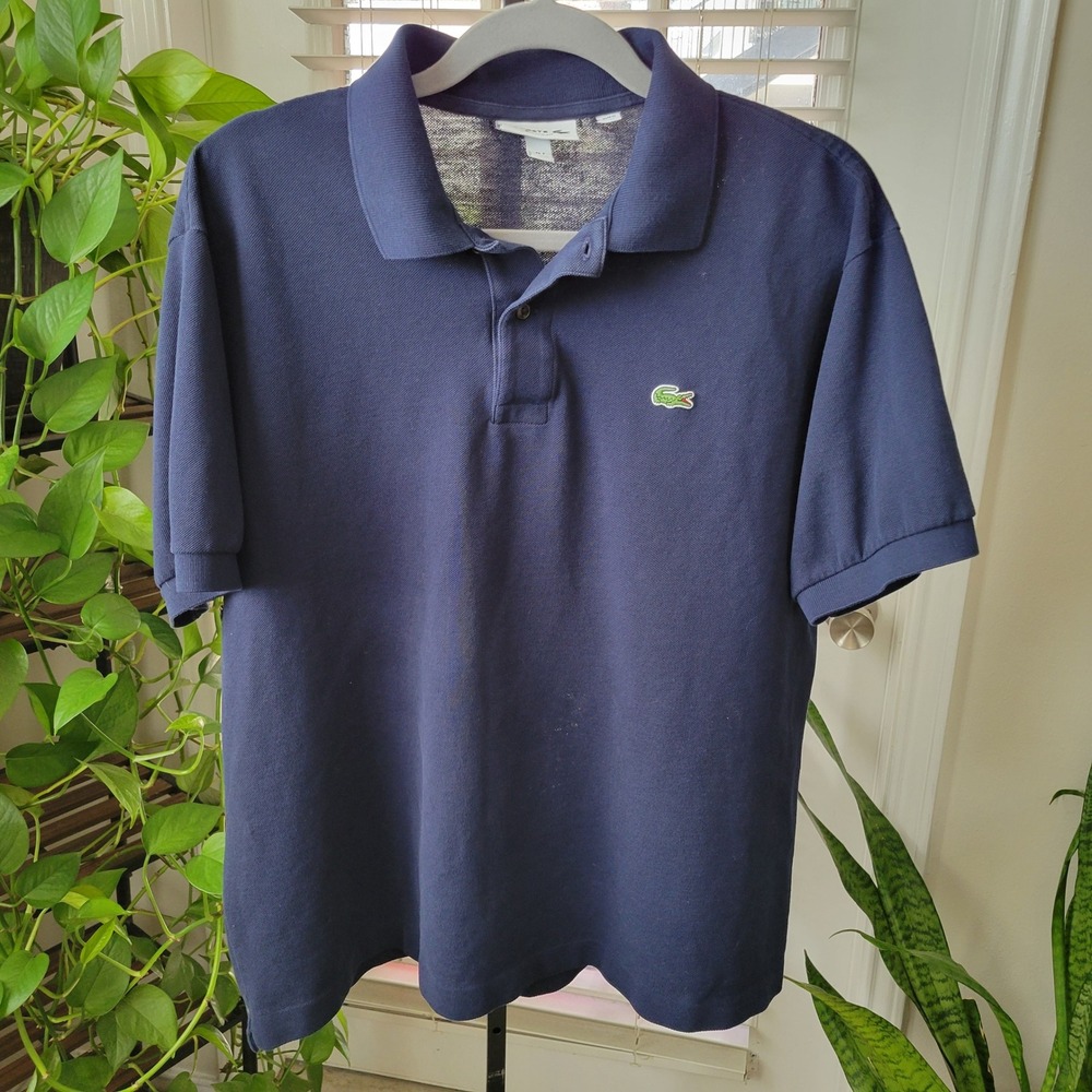 Lacoste Classic Fit Navy Blue Cotton Pique Polo Shirt Mens XXL FR 7